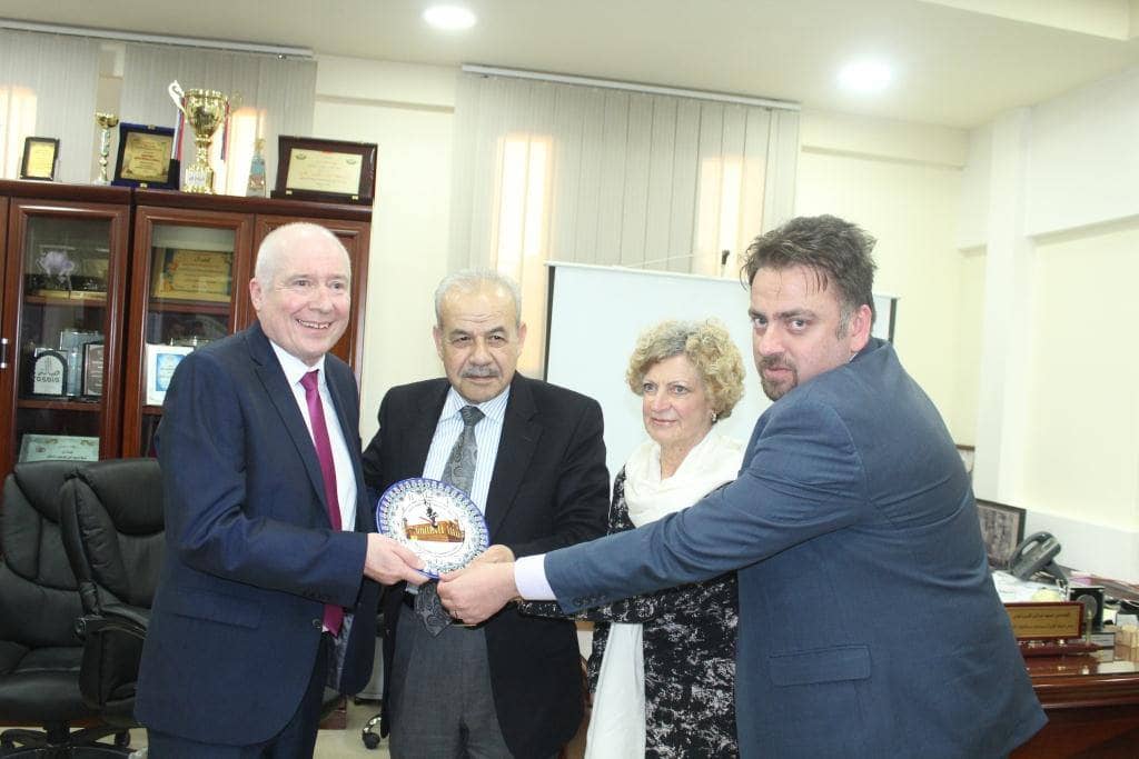 Chris receiving a gift from the Chamber Of Commerce in Hebron (Palestine) April 2018