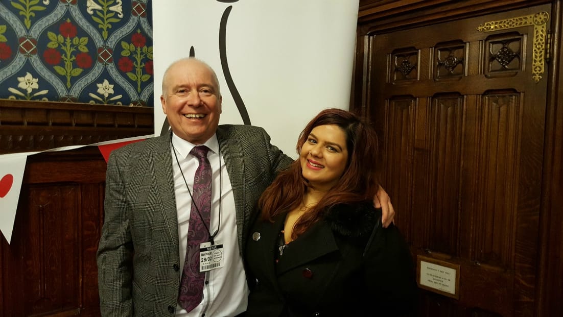 Chris with Neelam Heera from the support group Cysters, raising awareness with The Eve Appeal in Parliament 2018