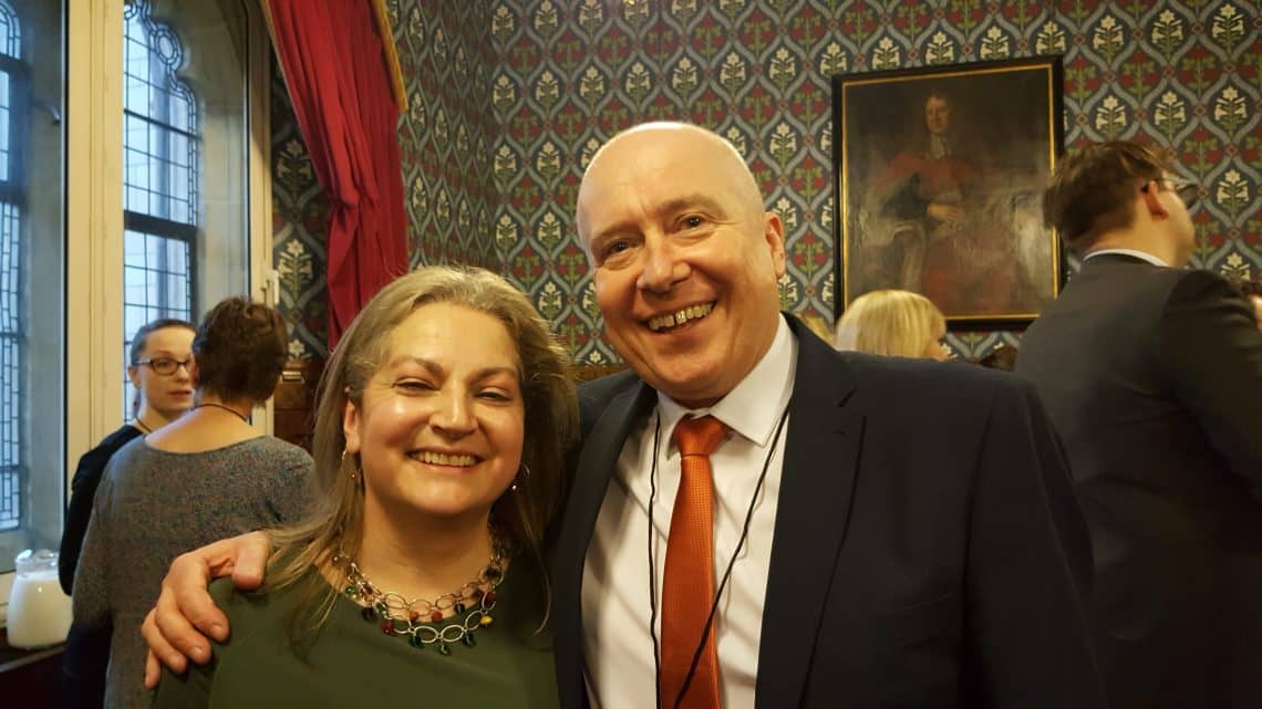 Chris with Athena Lamnisos CEO of Eve Appeal at House of Commons Feb 2017