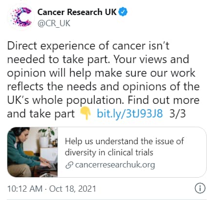 Tweet from Cancer Research