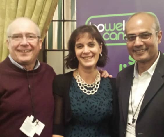 Chris with Deborah Alsina (CEO of Bowel Cancer UK) and George Alagiah (BBC News) at the Houses Of Parliament Nov 2015
