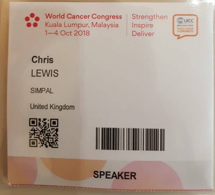 Speaking about SimPal at the World Cancer Congress 2018 Kuala Lumpur