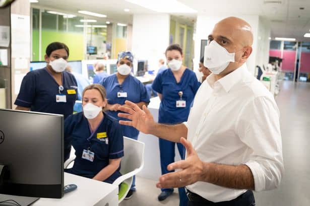 Sajid Javid during a hospital visit.