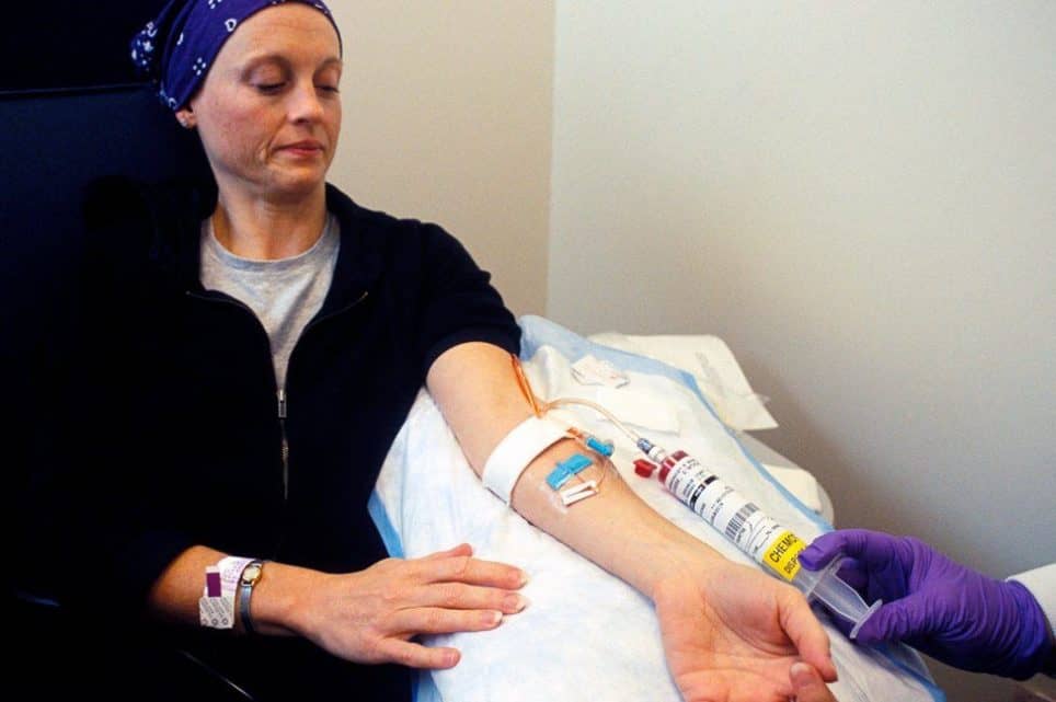 Femail patient receiving chemotherapy